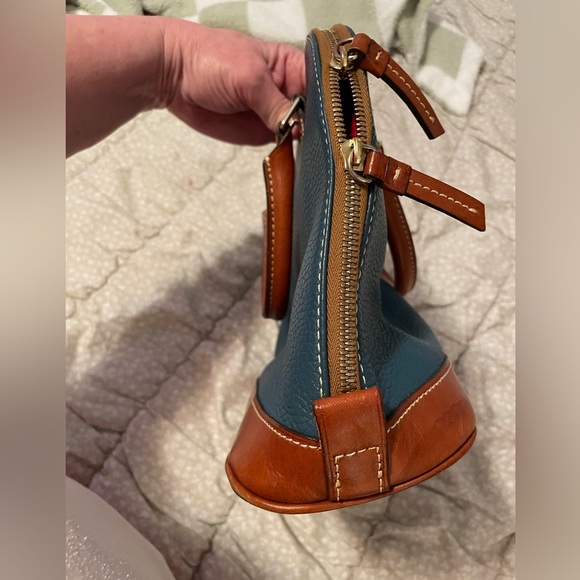 Dooney & Bourke Teal and Brown Leather Satchel - Picture 5 of 10